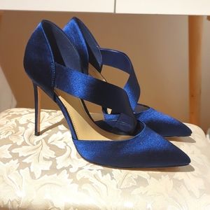 Vince Camuto Satin Blue Pump Heel Size 8